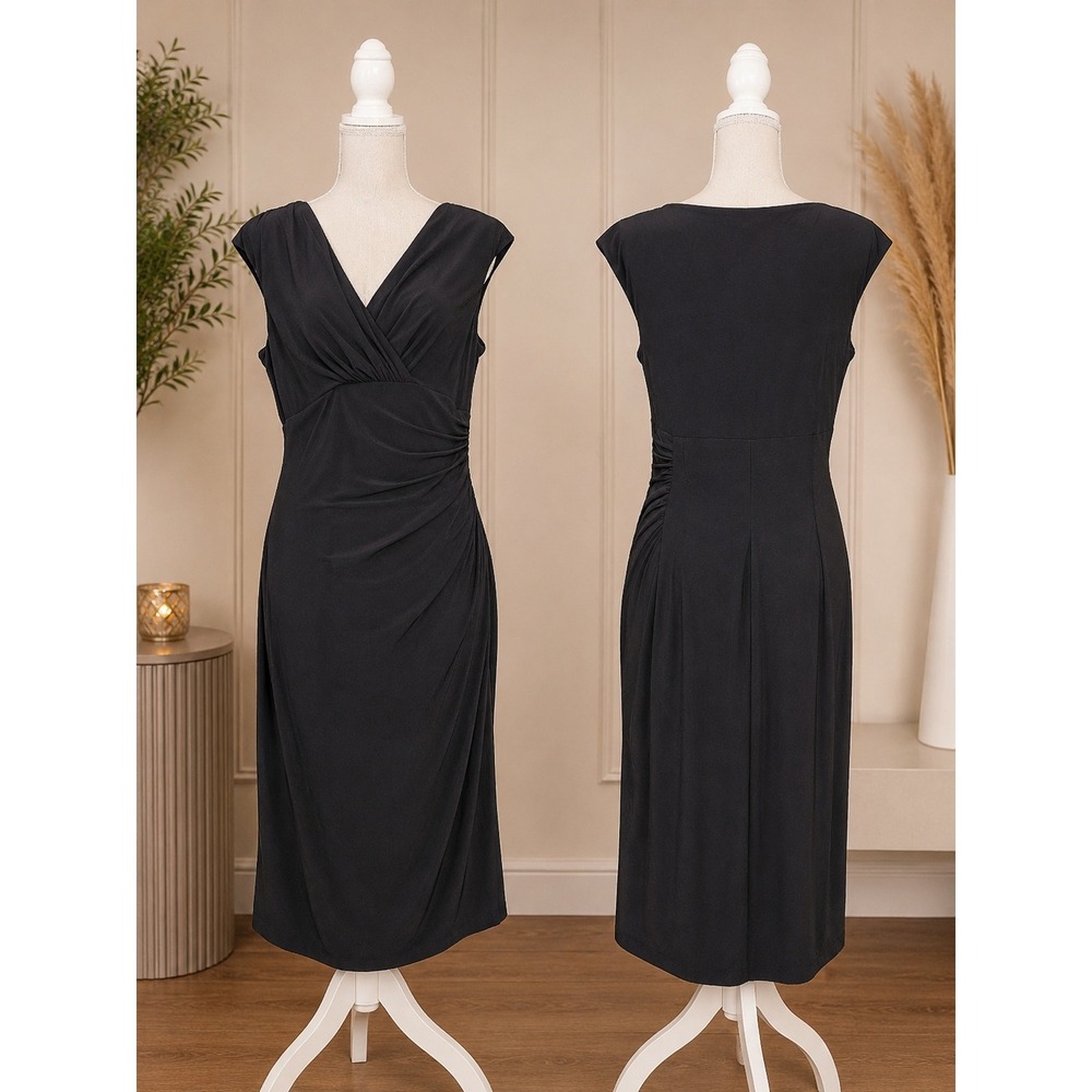 Chaps XL‎ Little Black Dress Ruched Sheath Cocktail Work Dress